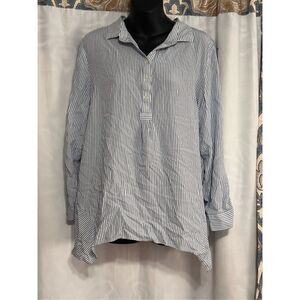 BEAUTIFUL J. Jill Women's White and Blue button Blouse size XL Good Condition